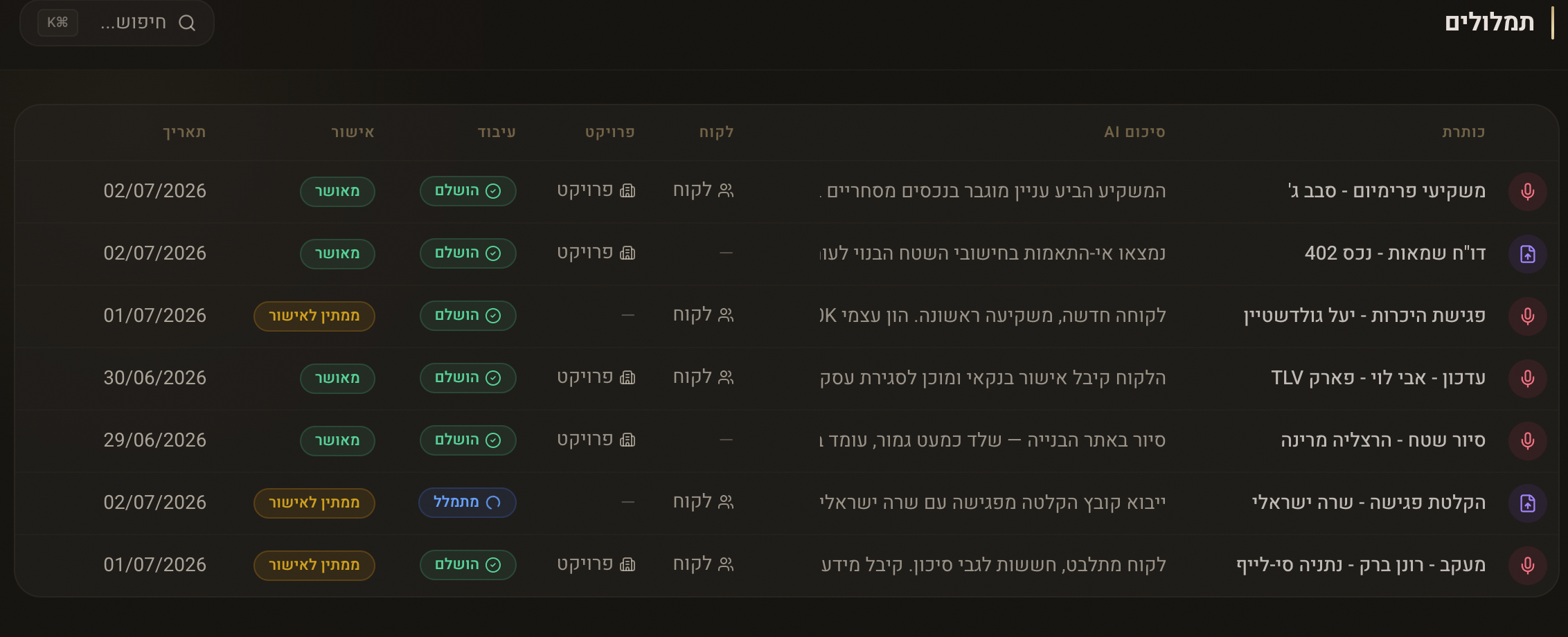 מערכת נדל״ן — תמלולי פגישות